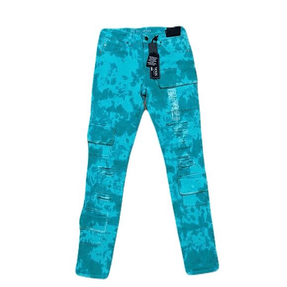 Si Tu Veux Brutini Cargo Jeans Teal Size 32